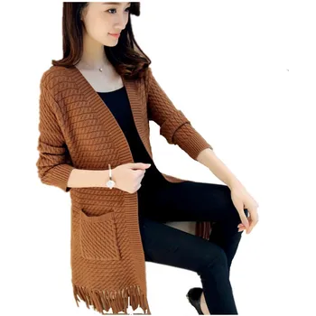 New Winter Plus Size Lady Long-sleeved Casual Sweater Coats Women Midi Long Tassel Knitted Cardigan Jackets Female Tops WZ0104
New Winter Plus Size Lady Long-sleeved Casual Sweater Coats Women Midi Long Tassel Knitted Cardigan Jackets Female Tops WZ0104