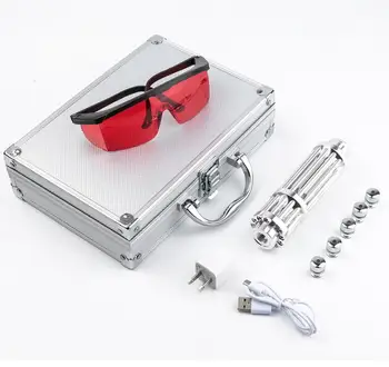 High power 450nm 80000m Blue laser pointer Laser pen burn match solder starry caps laser cannon 5 caps laser gun with metal box
High power 450nm 80000m Blue laser pointer Laser pen burn match solder starry caps laser cannon 5 caps laser gun with metal box