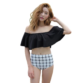 High Quality Solid Sexy Women Black Off Shoulder Bikini Swimwear Plaid High Waist Girl Swimsuit Summer Beach White Bathing suit
High Quality Solid Sexy Women Black Off Shoulder Bikini Swimwear Plaid High Waist Girl Swimsuit Summer Beach White Bathing suit