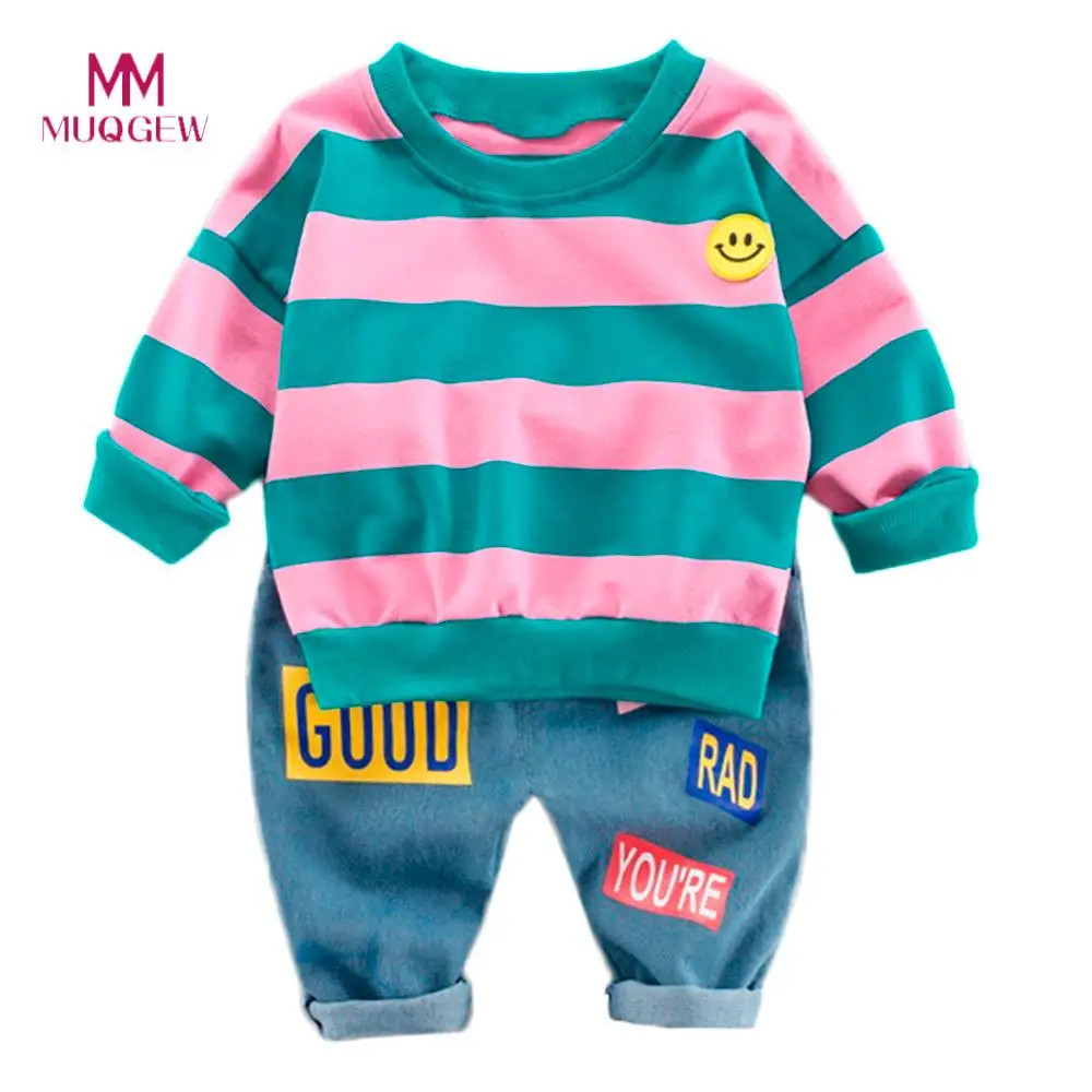 Lovely Gifts Baby Girls Boys Kids Clothes Winter Long Sleeve O-neck Cotton Toddler Baby Stripe Pullover Tops+Letter Pants Set
Lovely Gifts Baby Girls Boys Kids Clothes Winter Long Sleeve O-neck Cotton Toddler Baby Stripe Pullover Tops+Letter Pants Set