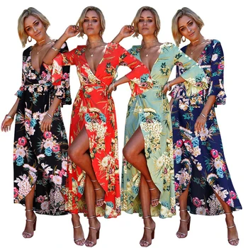 2020 New Women Print High Split Dress Summer Sexy V-neck Beach Boho Dress Short Sleeve Sashes Maxi Long Dresses Plus Size
2020 New Women Print High Split Dress Summer Sexy V-neck Beach Boho Dress Short Sleeve Sashes Maxi Long Dresses Plus Size