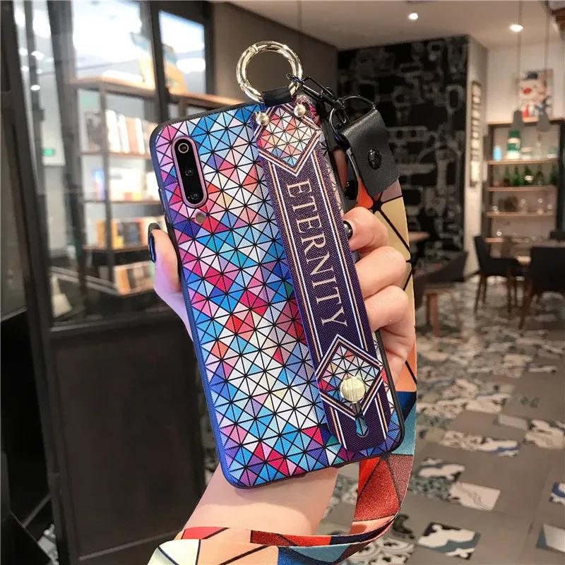 Luxury Brand For Xiaomi Mi 9 Xiaomi Redmi Note 7 5 Mi8 Youth 8 Se Case Stylish PC Phone Case With Wrist Strap For Redmi Note 7