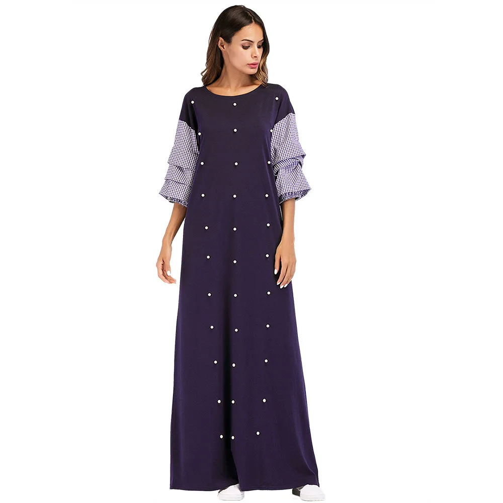 Casual Muslim Abaya Beading Plaid Maxi Dress Ethnic Loose Kimono Plus Long Robe Gowns Ramadan Middle East Arab Islamic Clothing
Casual Muslim Abaya Beading Plaid Maxi Dress Ethnic Loose Kimono Plus Long Robe Gowns Ramadan Middle East Arab Islamic Clothing