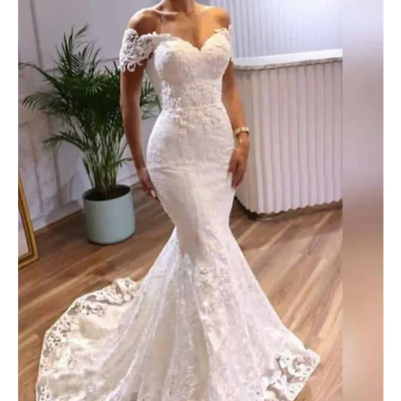 Elegant Lace Mermaid Wedding Dress Off the Shoulder Sweetheart Strapless Bridal Gown Vestido De Noiva
Elegant Lace Mermaid Wedding Dress Off the Shoulder Sweetheart Strapless Bridal Gown Vestido De Noiva