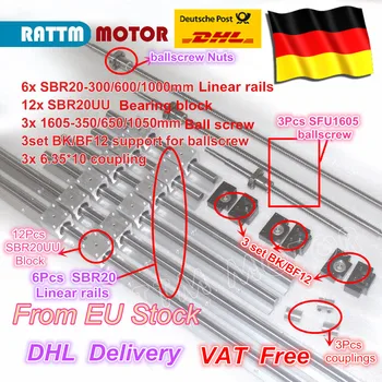 EU free VAT 3 ballscrew SFU1605-350/650/1050+3BK/BF12 & 3set BK/BF12 & 6pcs SBR20 Linear Guide rails & 3 couplers for CNC Kit
EU free VAT 3 ballscrew SFU1605-350/650/1050+3BK/BF12 & 3set BK/BF12 & 6pcs SBR20 Linear Guide rails & 3 couplers for CNC Kit