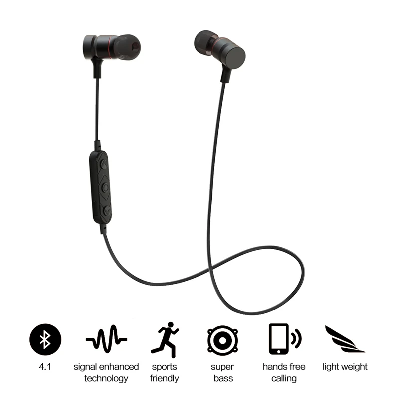 HT9 Bluetooth Headphone Magnet Wireless In-Ear Noise Reduction Earphone With Microphone Sweatproof Stereo Headset For Phone HT9 Bluetooth Headphone Magnet Wireless In-Ear Noise Reduction Earphone With Microphone Sweatproof Stereo Headset For Phone