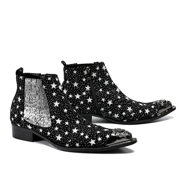 Tide Printed Star Men Ankle Boots Pointed Toe Chelsea Boots Cowboy Botas Militares Casual Shoes Bota Masculina Free Shipping
Tide Printed Star Men Ankle Boots Pointed Toe Chelsea Boots Cowboy Botas Militares Casual Shoes Bota Masculina Free Shipping