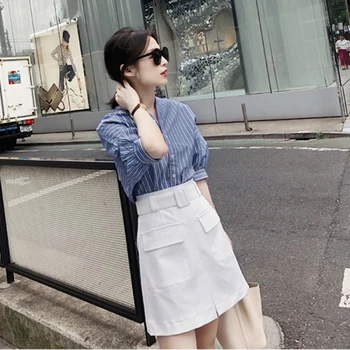 Korean New V Neck Mini Two Piece Set Striped Pocket High Waist 2 Women Single Breasted Fashion Women's Sets
Korean New V Neck Mini Two Piece Set Striped Pocket High Waist 2 Women Single Breasted Fashion Women's Sets