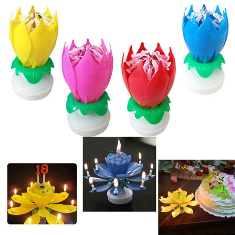 4pcs/lot New Flower Decorative Candles Amazing Romantic Musical Lotus Rotating Happy Birthday Candles For Cake
4pcs/lot New Flower Decorative Candles Amazing Romantic Musical Lotus Rotating Happy Birthday Candles For Cake