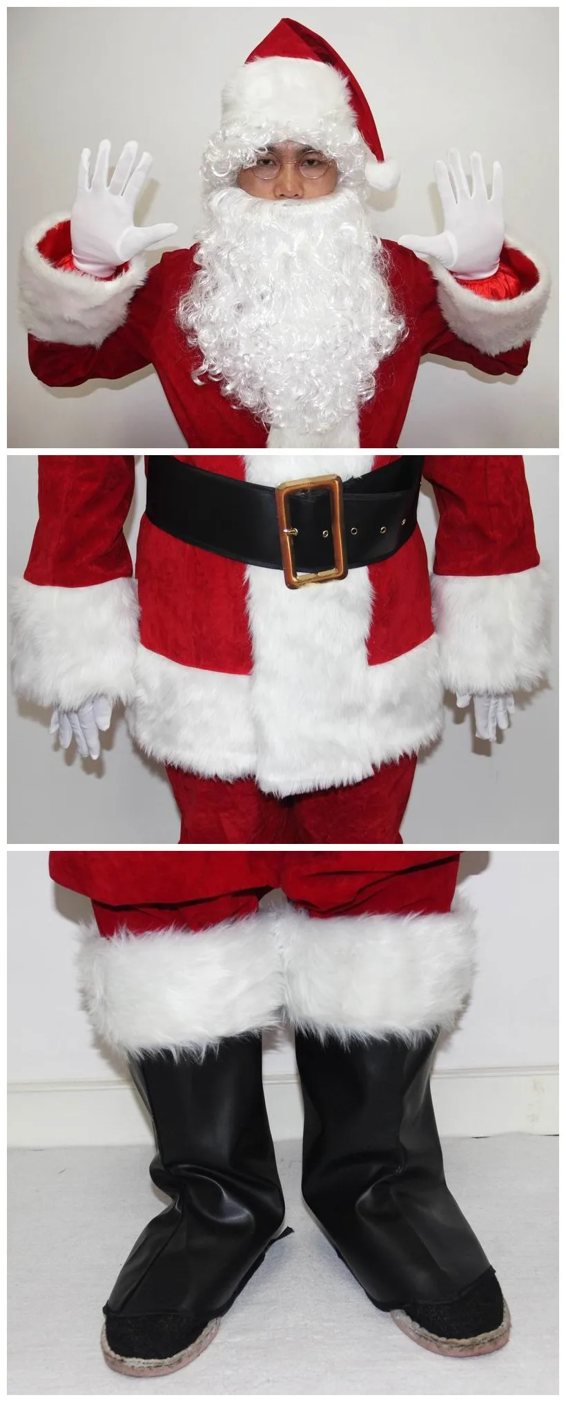 Cosplay&ware 10pcsset Deluxe Santa Claus Costume A Full Set Christmas Costumes Velvet Cosplay Luxury Suit 19 Cosplay&ware 10pcsset Deluxe Santa Claus Costume A Full Set Christmas Costumes Velvet Cosplay Luxury Suit -Cosplayware Store