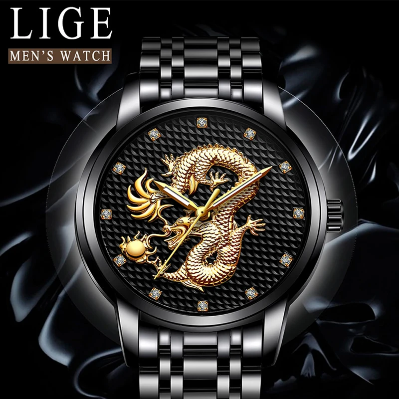 2019LIGE Men Black gold dragon Top Luxury Brand Sport Waterproof Army Chronograph Trend Fashion Business Watch RELOGIO MASCUAIN
2019LIGE Men Black gold dragon Top Luxury Brand Sport Waterproof Army Chronograph Trend Fashion Business Watch RELOGIO MASCUAIN