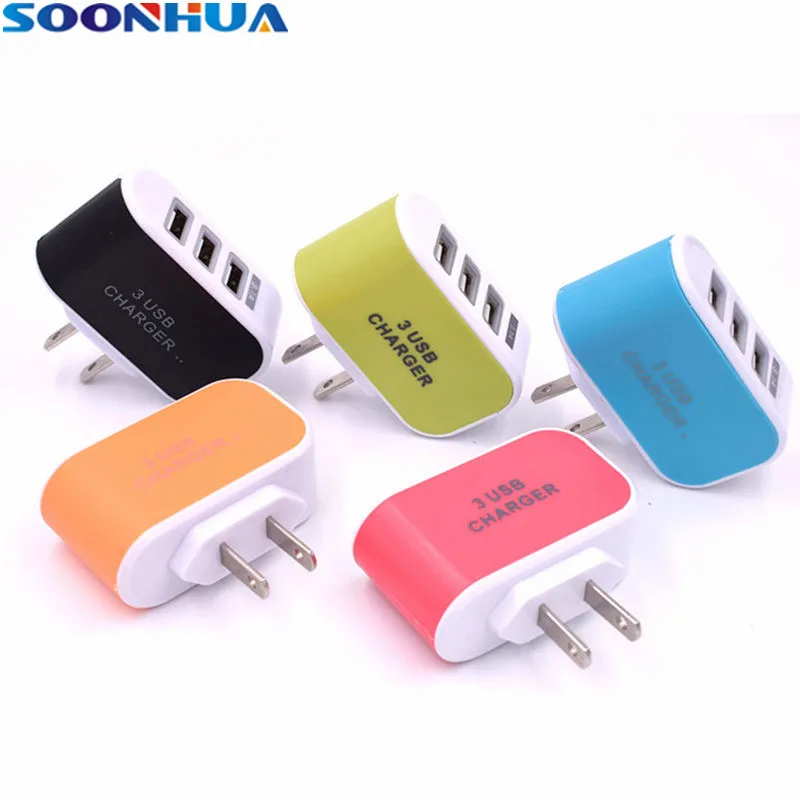 SOONHUA Universal 5V 1A 3 Ports USB Wall Charger Smart Circuit Protection Travel Adapter EU US Plug For iPhone Xiaomi Samsung
SOONHUA Universal 5V 1A 3 Ports USB Wall Charger Smart Circuit Protection Travel Adapter EU US Plug For iPhone Xiaomi Samsung