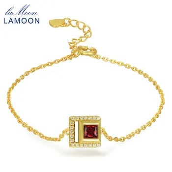 LAMOON S925 925 Sterling Silver Bracelets For Women 4mm Square Natural Red Garnet Gems Yellow Gold Color Fine Jewelry HI050
LAMOON S925 925 Sterling Silver Bracelets For Women 4mm Square Natural Red Garnet Gems Yellow Gold Color Fine Jewelry HI050