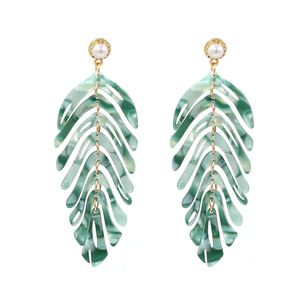 

Boho Tree Leaves Long Pendant Acrylic Earrings Multi-Color Statement Women Plant Jewelry Acetate Boucle D'Oreille Femme 2019