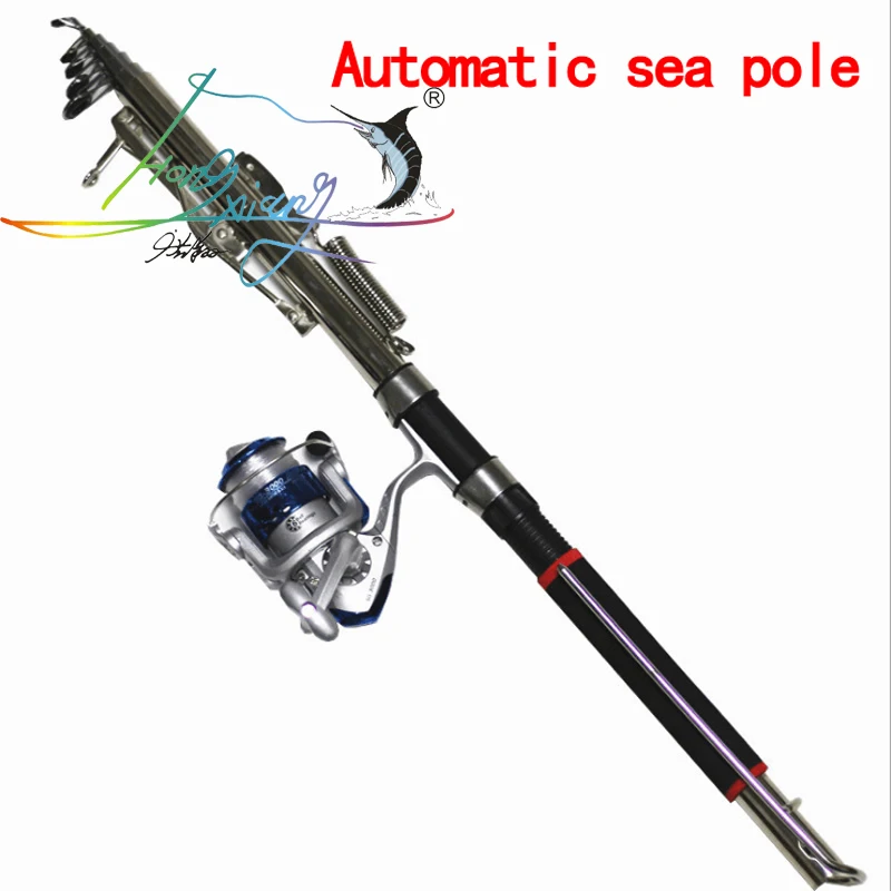 

1.8m 2.1m 2.4m 2.7m Stainless Steel Automatic Fishing Rod Spinning Telescopic Automatic Spring Fishing Pole Sea River Lake Pole