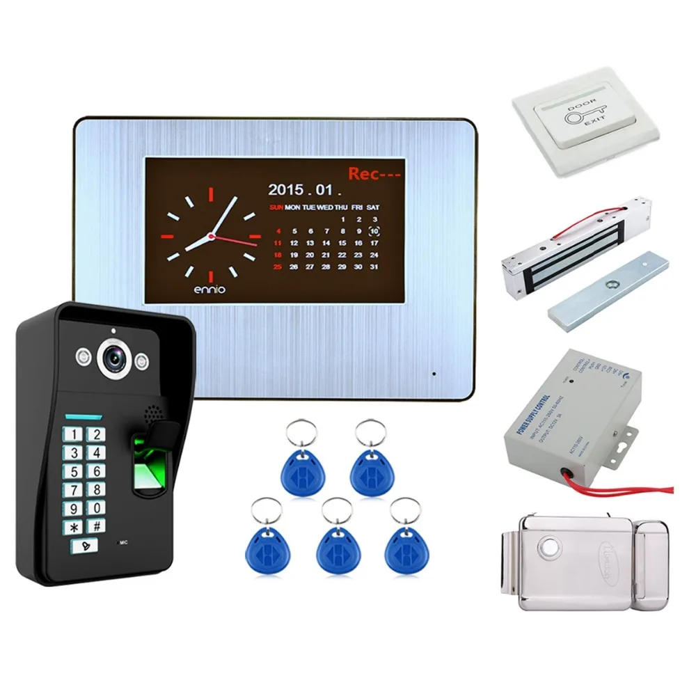 Home Security 7" Lcd Recording HD 1000TVL DVR Fingerprint Recognition Video Door Phone Intercom System kit+Electronic locks Set
Home Security 7" Lcd Recording HD 1000TVL DVR Fingerprint Recognition Video Door Phone Intercom System kit+Electronic locks Set