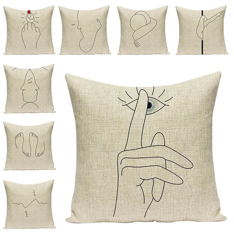 Simple Art Line Cotton Linen Cushion Covers Decorative Pillowcases Stick Drawing Printed Chair Pillow Cushions Home Decor Gifts
Simple Art Line Cotton Linen Cushion Covers Decorative Pillowcases Stick Drawing Printed Chair Pillow Cushions Home Decor Gifts