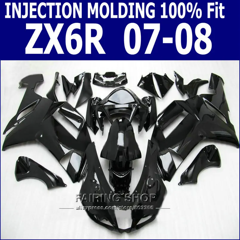 zx6r 2007 2008 Fairing kit For Kawasaki Ninja zx-6r 07 08 Injection mold Fairings (Glossy black +Ems free) S18
zx6r 2007 2008 Fairing kit For Kawasaki Ninja zx-6r 07 08 Injection mold Fairings (Glossy black +Ems free) S18