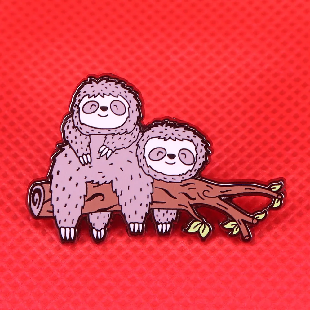 A pair sloths sitting on the tree branch enamel pin cute animal brooch mom baby sloth badge family love jewelry Mothers day gift
A pair sloths sitting on the tree branch enamel pin cute animal brooch mom baby sloth badge family love jewelry Mothers day gift