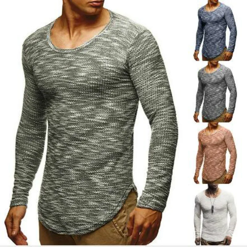 Round neck long-sleeved T-shirt 2019 European code new men's sweater fashion Slim shirt
Round neck long-sleeved T-shirt 2019 European code new men's sweater fashion Slim shirt