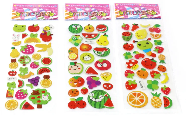 Random 8 sheets no repeat kids favor fruits and vegetables stickers Lot Gift 