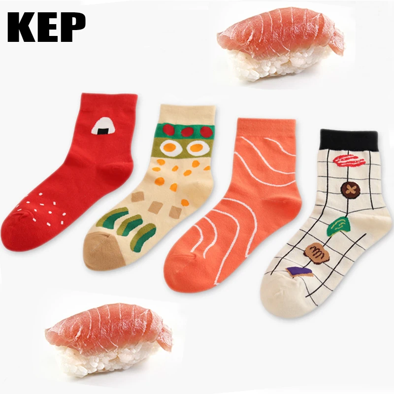 Japanese Cute Sushi Salmon BBQ Barbecue Salad Eggs Cartoon Women Socks Korean Novelty Cute Food Cotton Socks For Ladies Gifts
Japanese Cute Sushi Salmon BBQ Barbecue Salad Eggs Cartoon Women Socks Korean Novelty Cute Food Cotton Socks For Ladies Gifts