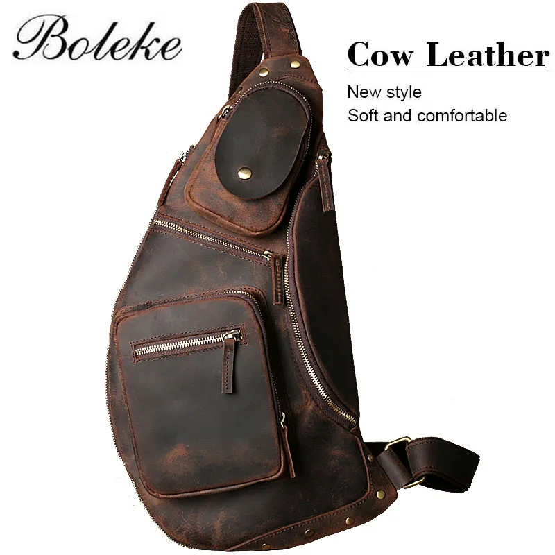 Vintage Crazy Horse Genuine Leather Men Chest Bag Small Messenger Shoulder Bag Male Handmade Cowhide Leather Crossbody Bag 3226
Vintage Crazy Horse Genuine Leather Men Chest Bag Small Messenger Shoulder Bag Male Handmade Cowhide Leather Crossbody Bag 3226