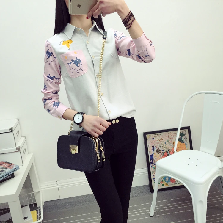 2018 Women New Autumn Turn Down Collar Long Sleeve Cartoon Blouse Cute Fox Dog Printted Shirt Tops Feminino Mujer Blusa S6265
2018 Women New Autumn Turn Down Collar Long Sleeve Cartoon Blouse Cute Fox Dog Printted Shirt Tops Feminino Mujer Blusa S6265