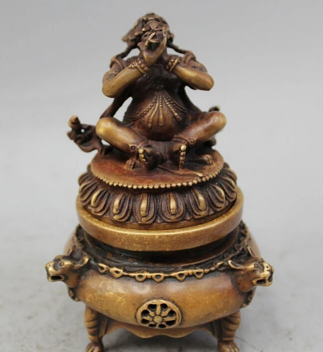 Free Shipping 5" China Tibet Bronze Mahakala Buddha Foo Dog Lions Leg Incense Burner Censer
Free Shipping 5" China Tibet Bronze Mahakala Buddha Foo Dog Lions Leg Incense Burner Censer