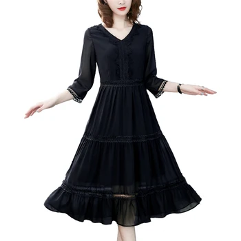 2019 New Black Lace Chiffon Dress Female Fashion Casual Popular Retro Gothic Style Temperament Elegant Party Dress
2019 New Black Lace Chiffon Dress Female Fashion Casual Popular Retro Gothic Style Temperament Elegant Party Dress