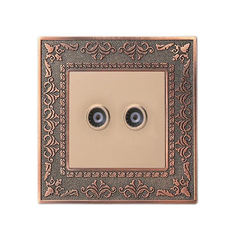 Coswall 4D Embossed Retro Zinc Alloy Panel Luxury Wall Double TV Socket AC 110~250V 
Coswall 4D Embossed Retro Zinc Alloy Panel Luxury Wall Double TV Socket AC 110~250V