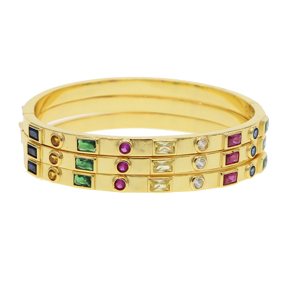 Brand design circle Bracelet & Bangle golden filled rainbow Color mujer delicate multi-color cz cuff bangle stack Jewelry 2019
Brand design circle Bracelet & Bangle golden filled rainbow Color mujer delicate multi-color cz cuff bangle stack Jewelry 2019