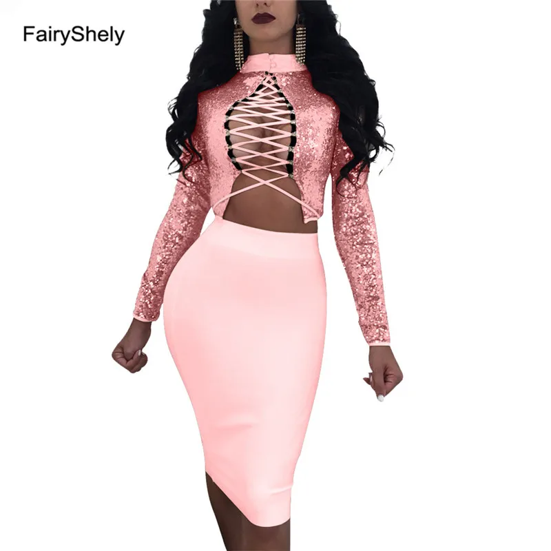 2019 Pink Mesh 2 Piece Set Women Sexy Two Piece Set Autumn Sequins Crop Top And Skirt Set Matching Sets Woman Two Pieces Outfits
2019 Pink Mesh 2 Piece Set Women Sexy Two Piece Set Autumn Sequins Crop Top And Skirt Set Matching Sets Woman Two Pieces Outfits