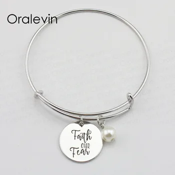 FAITH OVER FEAR Inspirational Hand Stamped Engraved Custom Pendant Expandable Wire Bracelet Gift Jewelry,10Pcs/Lot, #LN1986B
FAITH OVER FEAR Inspirational Hand Stamped Engraved Custom Pendant Expandable Wire Bracelet Gift Jewelry,10Pcs/Lot, #LN1986B
