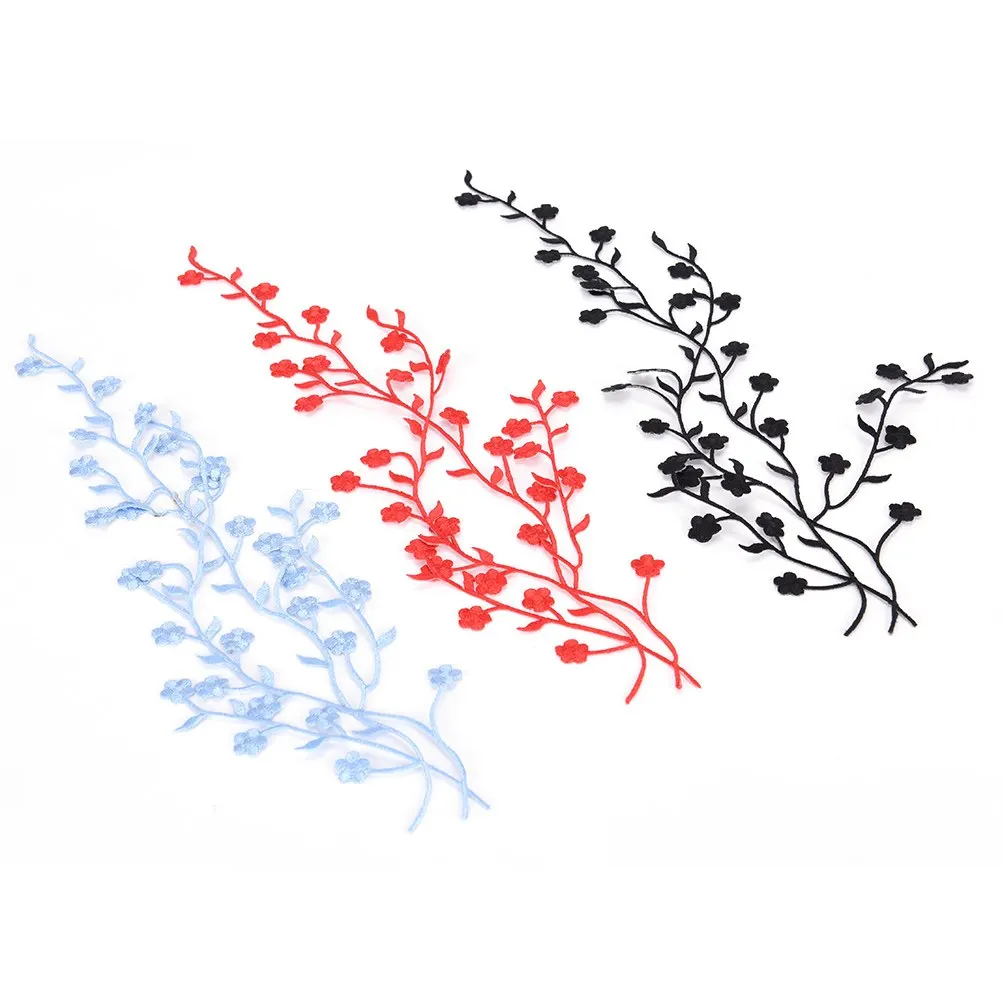 Plum Blossom Flower Applique Clothing Embroidery Patch Fabric Sticker Iron Sew On Patch Craft Sewing Repair Embroidered 1PC 35cm