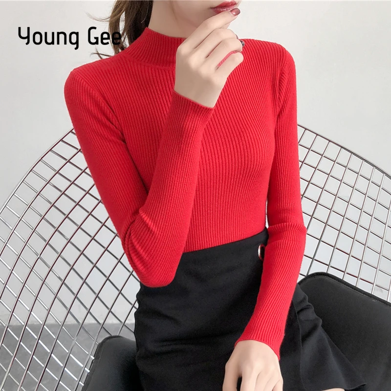 Young Gee 2019 Autumn Winter Women Slim Fitting Knitted Turtleneck Sweater All Match Turtleneck Basic Top Pull Femme Pullover
Young Gee 2019 Autumn Winter Women Slim Fitting Knitted Turtleneck Sweater All Match Turtleneck Basic Top Pull Femme Pullover