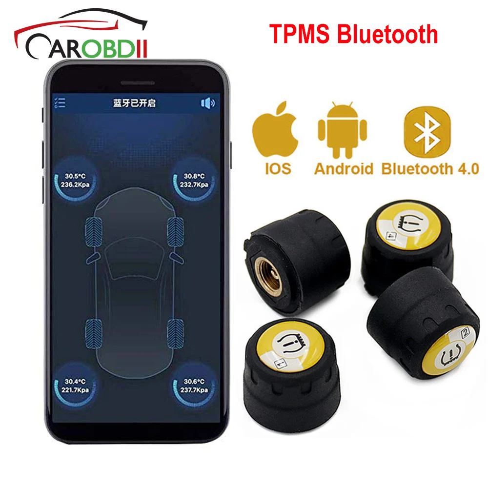 Car TPMS Bluetooth 4.0 Android IOS Tire Pressure Monitoring System Bluetooth 4 PCS External Sensors For Car Truck Bus SUV
Car TPMS Bluetooth 4.0 Android IOS Tire Pressure Monitoring System Bluetooth 4 PCS External Sensors For Car Truck Bus SUV