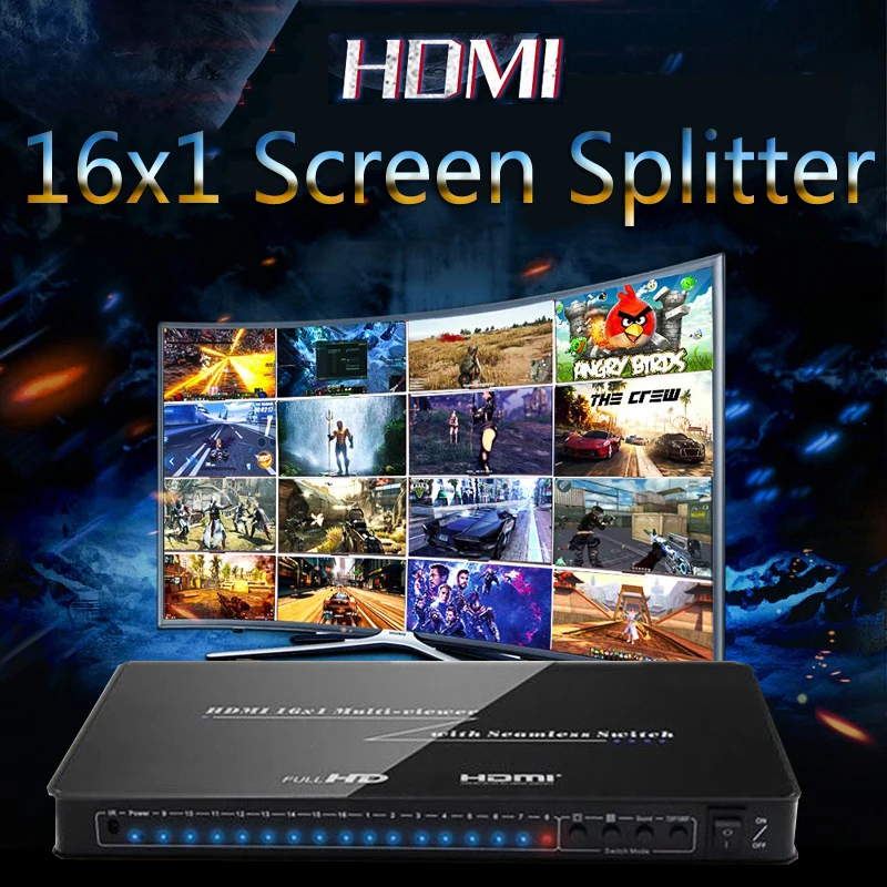 16x1 HDMI Screen Splitter HDMI Picture Multi-viewer 16 In 1 Out for DNF Dungeon Moving Brick Game HD Monitor Video Converter
16x1 HDMI Screen Splitter HDMI Picture Multi-viewer 16 In 1 Out for DNF Dungeon Moving Brick Game HD Monitor Video Converter