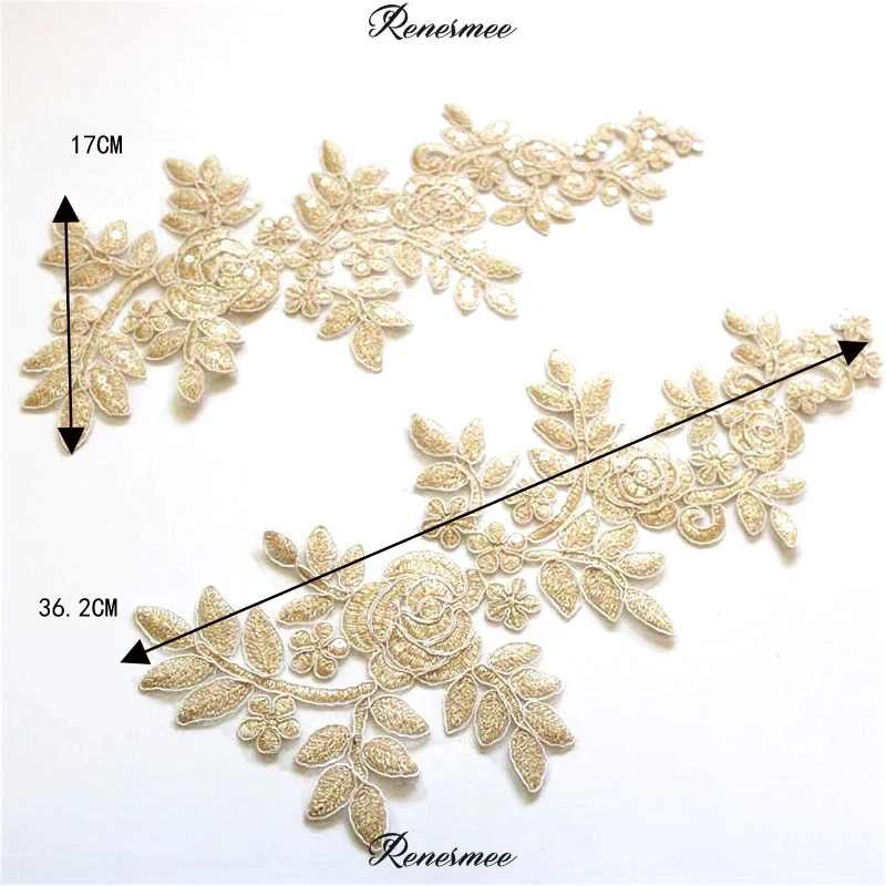 10pairs Lace Applique Sequins Neckline Collar Light Gold Embroidery Lace Trim Fabric Cloth Sewing Patchwork DIY Craft 36.2X17cm
10pairs Lace Applique Sequins Neckline Collar Light Gold Embroidery Lace Trim Fabric Cloth Sewing Patchwork DIY Craft 36.2X17cm
