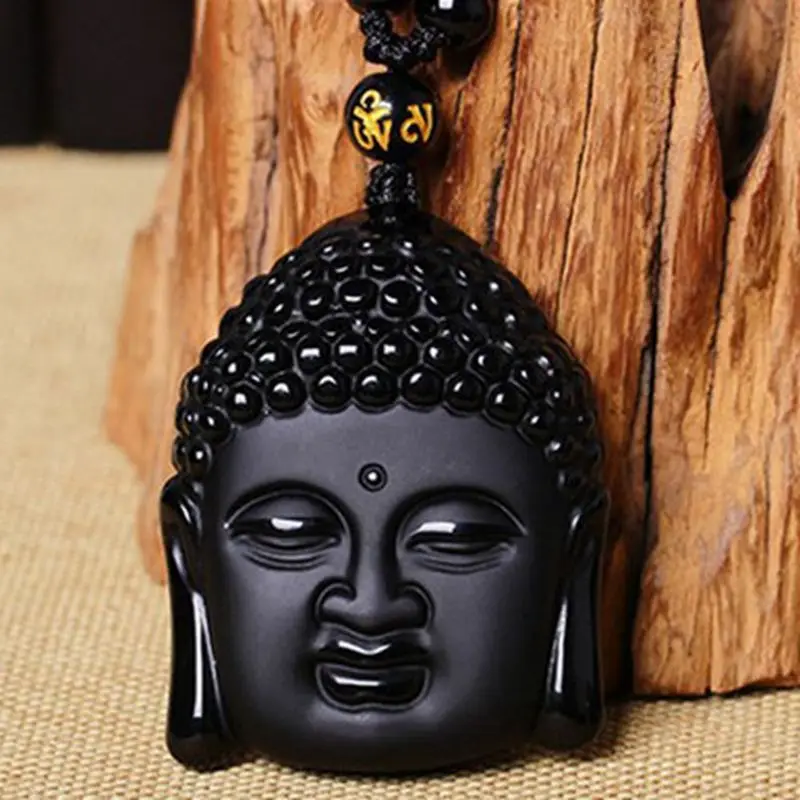 Фото Женское винтажное ожерелье из обсидиана черное яркое амулет - купить