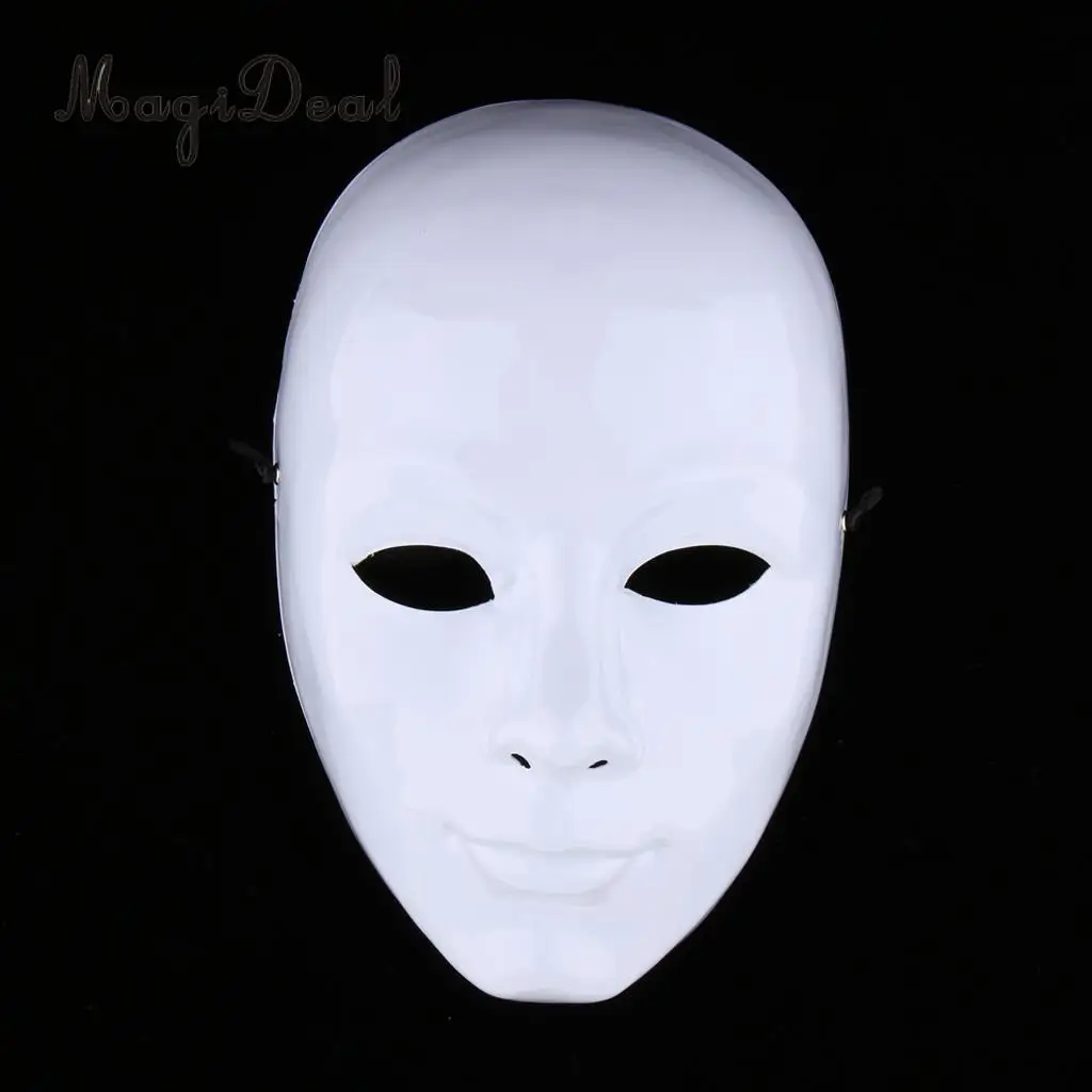 White Face Adult Mask Blank Male Mask Halloween Costume Unpainted Mask