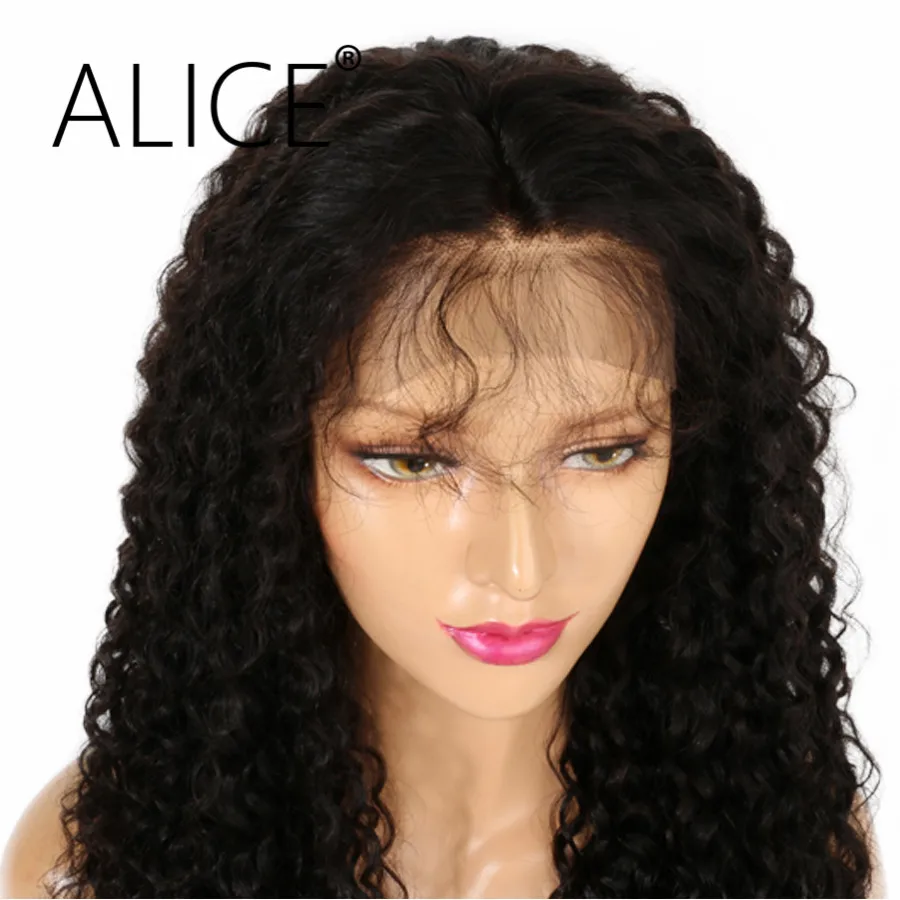 ALICE Kinky Curly Lace Frontal Wigs Pre Plucked Natural Color 150 Density (4)
