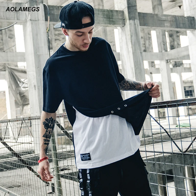 Aolamegs T shirt Men False Two T-shirts Hem open fork Tops Tee Hip Hop Summer High Street Fashion Streetwear Tide Brand Clothing
Aolamegs T shirt Men False Two T-shirts Hem open fork Tops Tee Hip Hop Summer High Street Fashion Streetwear Tide Brand Clothing