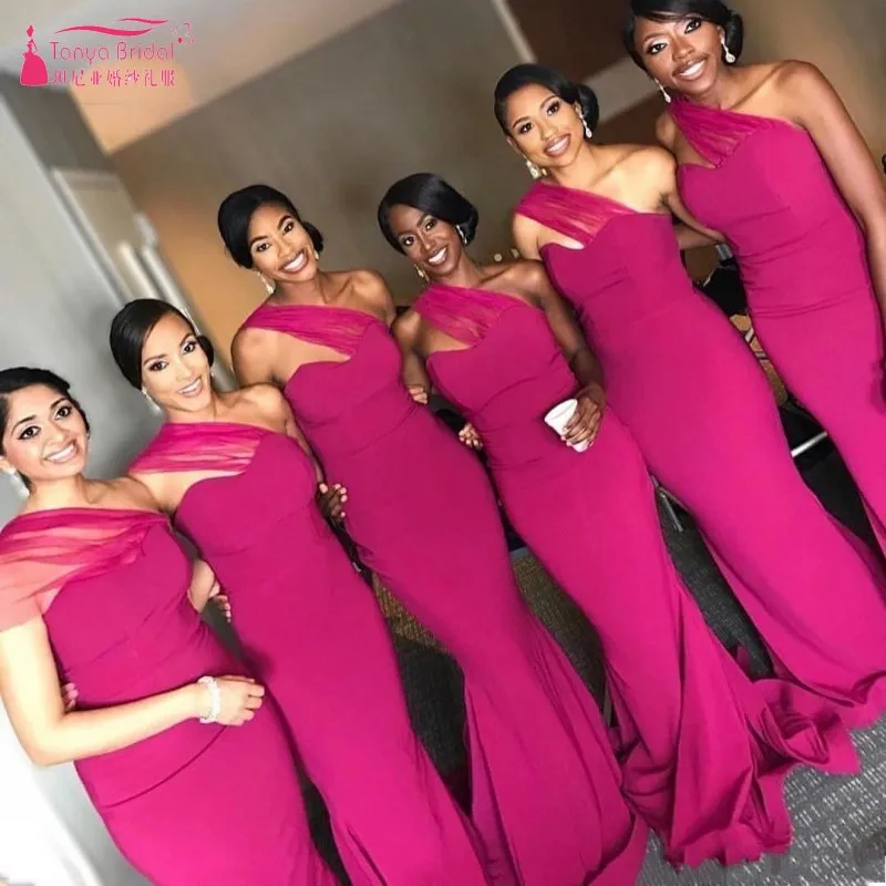 Sweetheart Neck Floor-Length One-Shoulder Mermaid Bridesmaid Dresses Sleeveless Rose Red Custom Size Wedding Guest Gowns JQ556
Sweetheart Neck Floor-Length One-Shoulder Mermaid Bridesmaid Dresses Sleeveless Rose Red Custom Size Wedding Guest Gowns JQ556