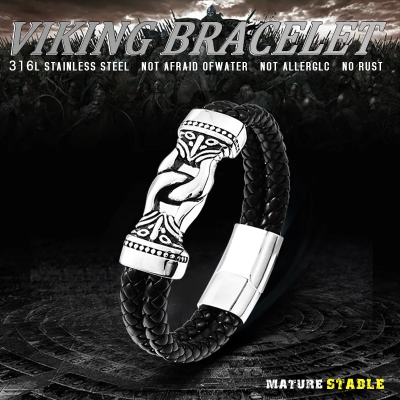 316L Stainless Steel Wholesale Price Punk Leather bracelets Nordic Viking Jewelry For Man Drop Shipping fashion jewelry LBC-L034
316L Stainless Steel Wholesale Price Punk Leather bracelets Nordic Viking Jewelry For Man Drop Shipping fashion jewelry LBC-L034