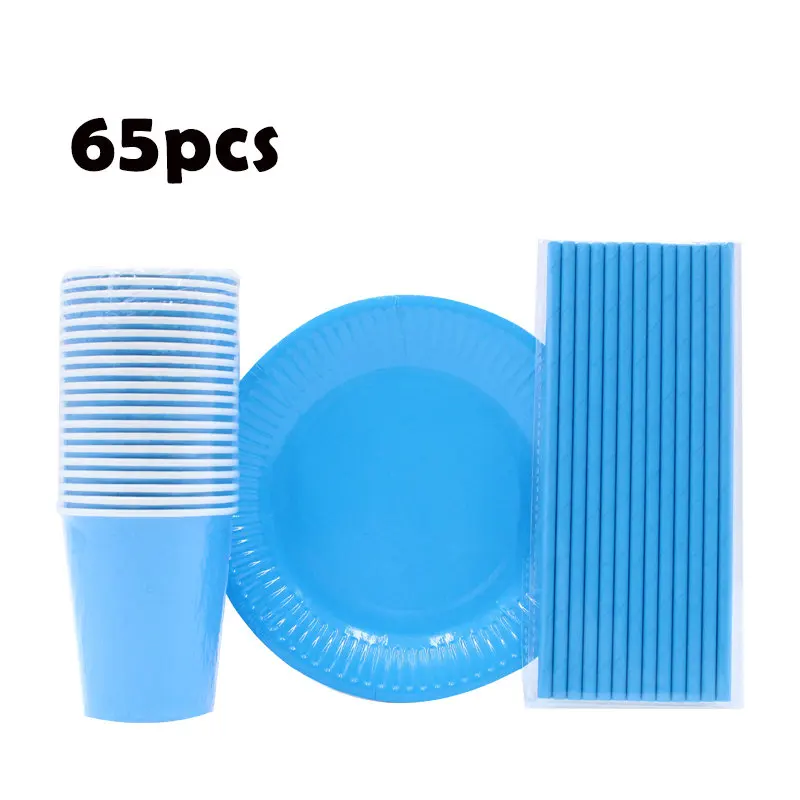 65pcs Birthday Wedding Decorations Sky-blue Disposable Tableware Cups Plates Paper Straws Party Supplies Baby Shower Favors
65pcs Birthday Wedding Decorations Sky-blue Disposable Tableware Cups Plates Paper Straws Party Supplies Baby Shower Favors