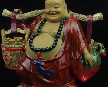 China Pottery Wucai Porcelain Home Maitreya Buddha Yuanbao Wealth Peaches Statue
China Pottery Wucai Porcelain Home Maitreya Buddha Yuanbao Wealth Peaches Statue