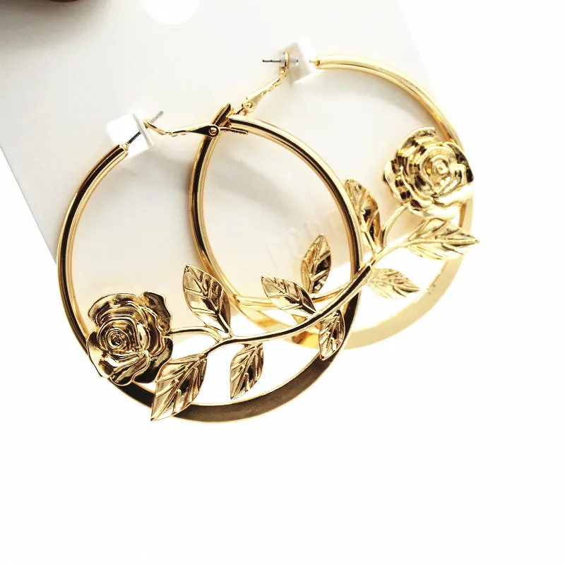 Original Design Gold Color Circle Relievo Rose Rosa Rugosa Hoop Earrings for Women Big Flower Hoops Rock Roll Hip Hop Earrings
Original Design Gold Color Circle Relievo Rose Rosa Rugosa Hoop Earrings for Women Big Flower Hoops Rock Roll Hip Hop Earrings