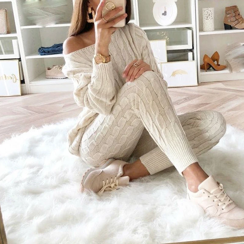 Casual Twist Knitted 2 Piece Set Women Long Sleeve Pullover Sweater And Pencil Pants Set Lady Knitting Skirt Suit SJ1478U
Casual Twist Knitted 2 Piece Set Women Long Sleeve Pullover Sweater And Pencil Pants Set Lady Knitting Skirt Suit SJ1478U
