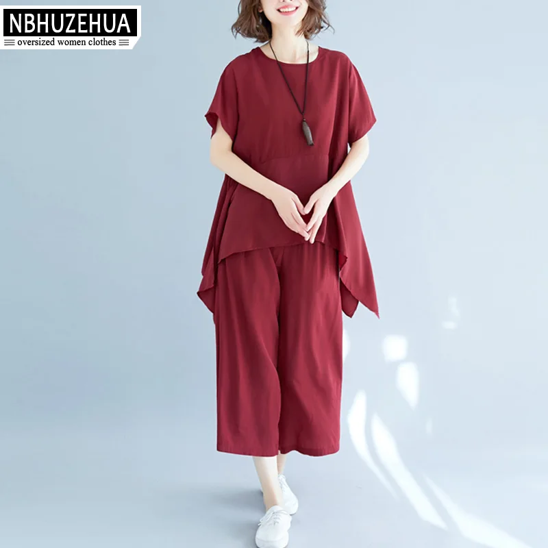 NBHUZEHUA Summer Two Piece Set Women Korean Irregular Loose Chiffon Shirt Wide Leg Pants Sets Plus Size Femme Cloth 4XL 19-D245
NBHUZEHUA Summer Two Piece Set Women Korean Irregular Loose Chiffon Shirt Wide Leg Pants Sets Plus Size Femme Cloth 4XL 19-D245